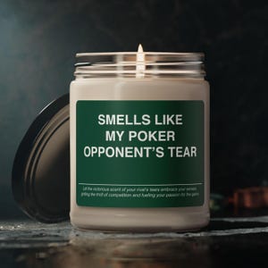 Candela da giocatore di poker, gioco di carte, regalo divertente, odore simile alla lacrima del mio avversario di poker, souvenir, candela profumata in cera di soia, barattolo da 9 once per amico