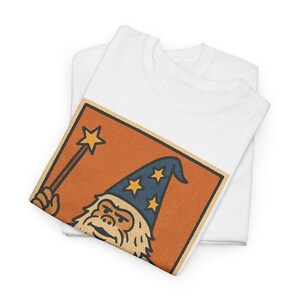 Wizard Yeti T-Shirt: Retro Comic Style Fantasy Tee White