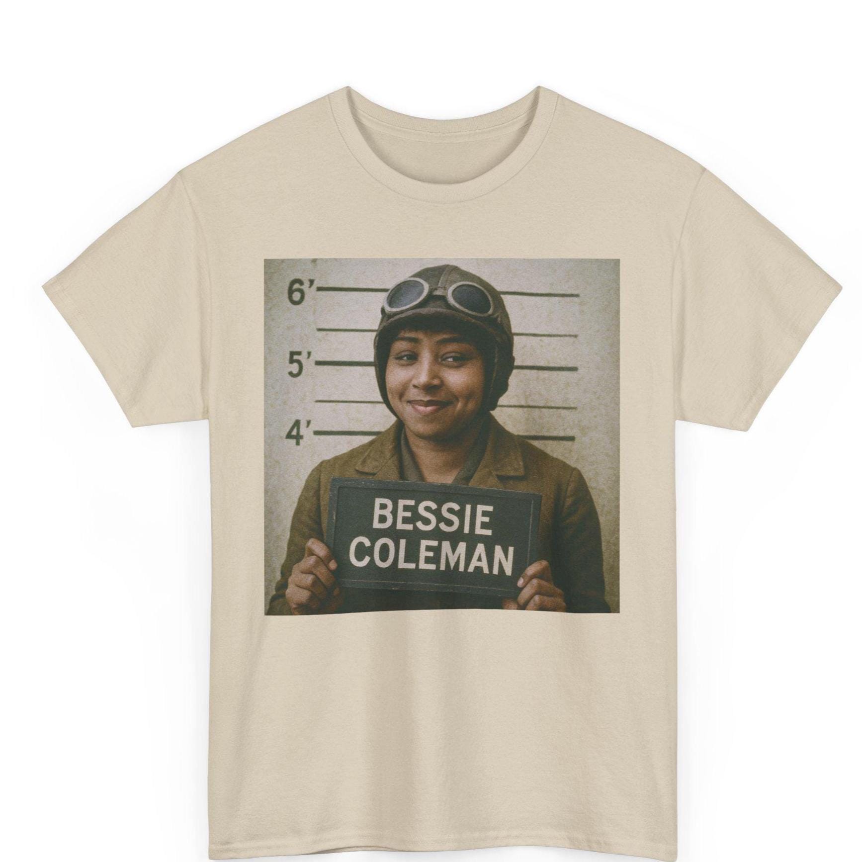 Maglietta con foto segnaletica di Bessie Coleman, maglietta retrò