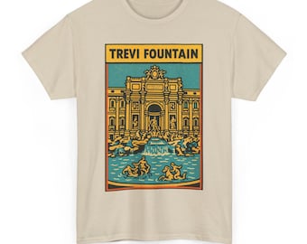 Trevi Fountain T-Shirt: Retro Comic Style Rome Landmark Tee