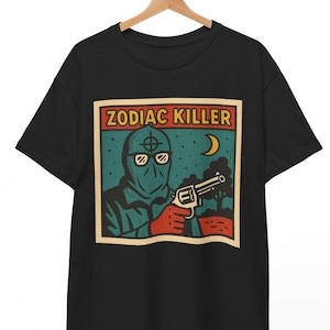 Zodiac Killer Comic T Shirt, Retro Vintage True Crime Meme Tee For Men Women Unisex Dark Humor Graphic Shirt Gift True Crime Fans Edgy Crime