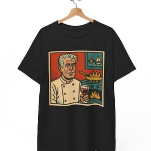 Anthony Bourdain Comic T Shirt, Retro Vintage Chef Graphic Tee For Men And Women, Unisex Travel Foodie Shirt, Culinary Legend Wanderlust Top