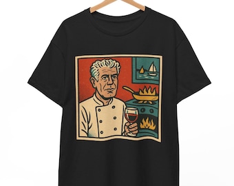 Anthony Bourdain Comic T Shirt, Retro Vintage Chef Graphic Tee For Men And Women, Unisex Travel Foodie Shirt, Culinary Legend Wanderlust Top