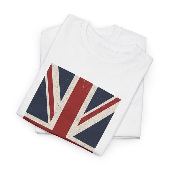 T-Shirt Uomo In Cotone 100% Con Bandiera Del Regno Unito Distressed Union Jack