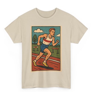 Runner T Shirt Unisex | Retro Comic Style Marathon Tee | Vintage Sprint Graphic | Motivational Gift for Joggers & Fitness Lovers