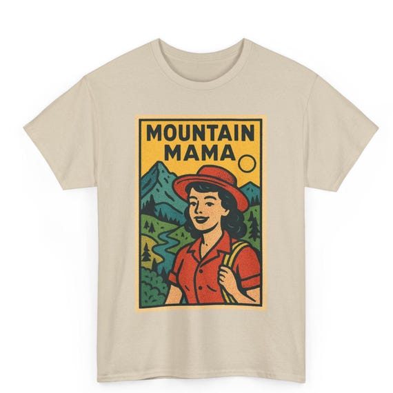 Mountain Mama T-shirt: Retro Comic Style Hiking Graphic Tee