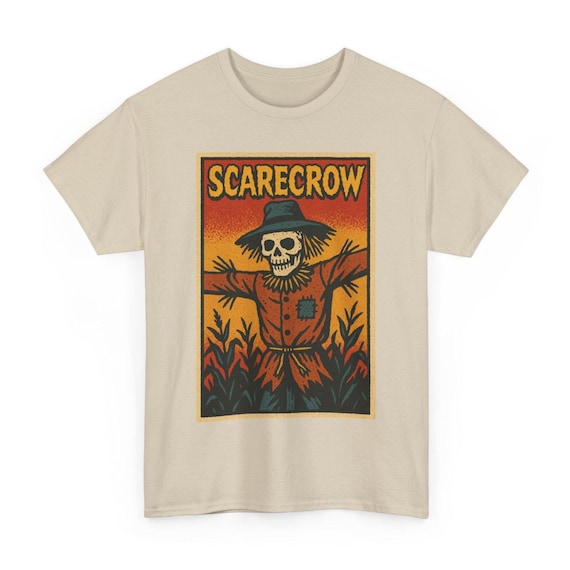 Scarecrow T-Shirt: Creepy Retro Comic Halloween Farm Tee