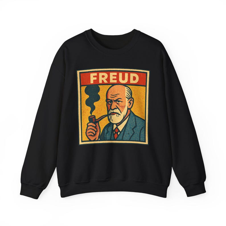 Bluza Freud: Unisex z okrągłym dekoltem w stylu retro i psychologii Black