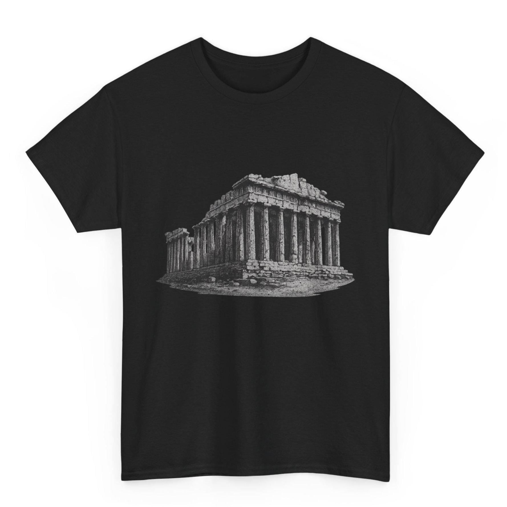 パルテノン神殿Tシャツ：古代ギリシャ建築Tシャツ、歴史愛好家への 