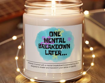 One Mental Breakdown Later Meme Funny Candle 9oz Soywax Handmade