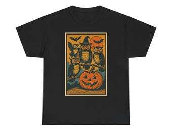 Retro Comic Owl T-Shirt: Spooky Forest Unisex Tee