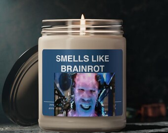Smells Like Brainrot Candle Meme Reels Cursed Humor Candle Jar 9oz