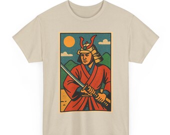 Samurai T Shirt Unisex | Retro Comic Style Japanese Warrior Tee | Vintage Bushido Spirit Graphic | Gift for Martial Arts Fans History Lovers