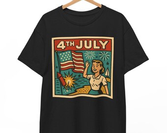 4th Of July Comic T Shirt, Retro Vintage Patriotic Tee For Men And Women, Unisex Independence Day Shirt, Gift USA Fans, Summer Celebration