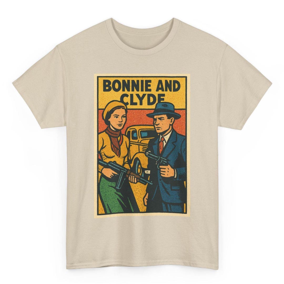 Bonnie and Clyde T-shirt: Retro Comic Outlaw Lovers Tee - Etsy