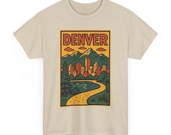 デンバーTシャツ：山好きのためのレトロコミック風シティTシャツ、マイルハイバイブス