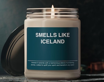 Iceland Candle Gift Smells Like Iceland travel Candle Souvenir Scented Soy Wax Candle Jar 9oz For Friend