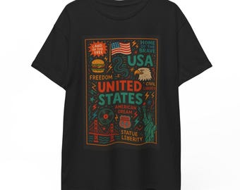 Koszulka z nadrukiem z flagą USA w stylu vintage | Koszulka z nadrukiem American Heritage Pride | Fajny prezent dla miłośników wolności duszy w USA