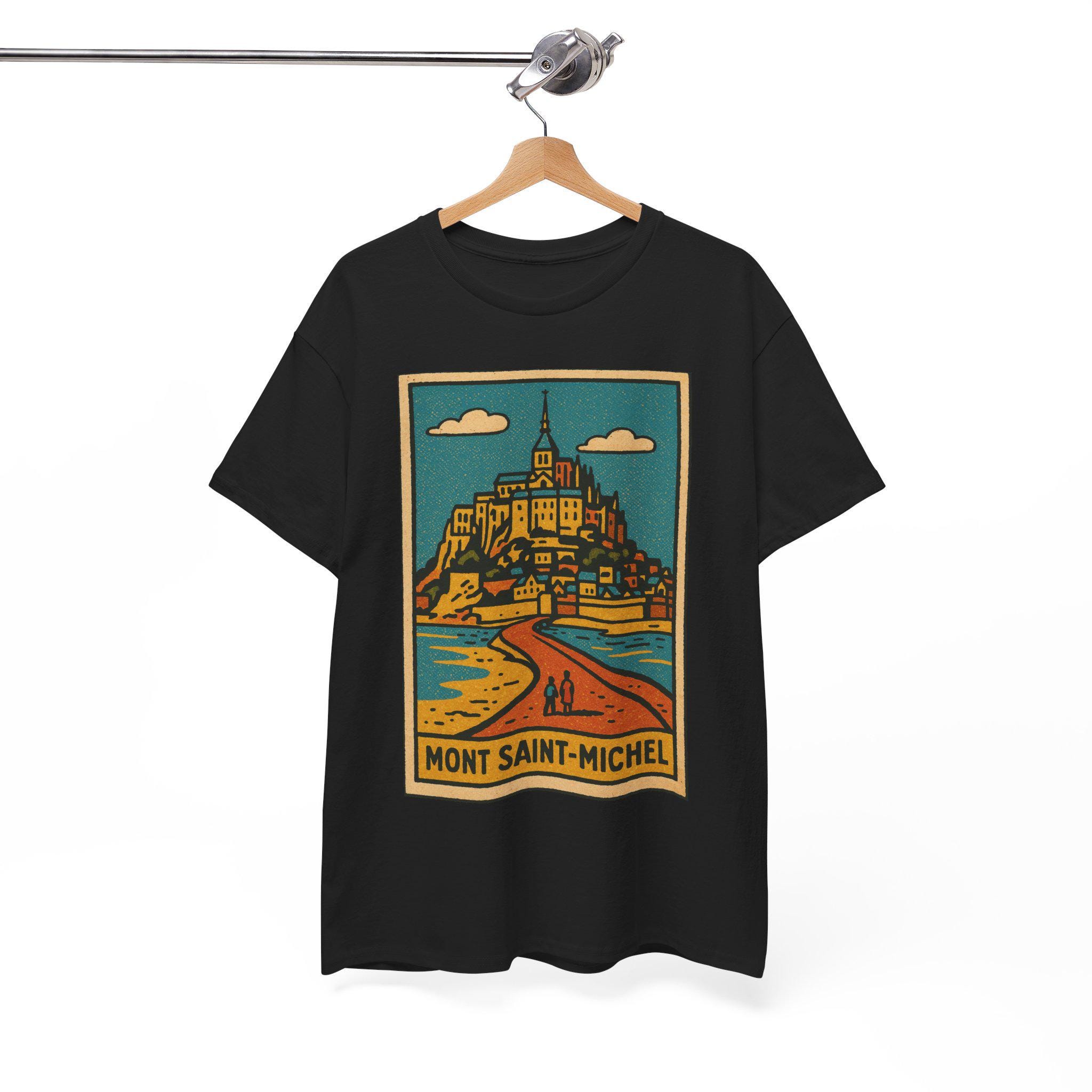 モンサンミッシェルTシャツ：レトロコミック風フランスランドマークT 