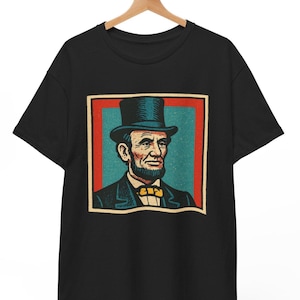 Camiseta de cómic de Abraham Lincoln, camiseta gráfica retro vintage del presidente para hombre y mujer, camiseta unisex de humor histórico, americana patriótica