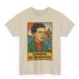 Simone de Beauvoir T Shirt Unisex | Retro Comic Style Feminist Philosophy Tee | Existential Icon Graphic | Gift for Readers Free Thinkers