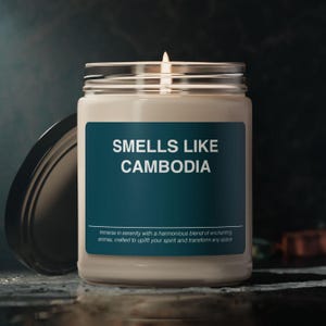 Cambodia Candle Gift Smells Like Cambodia Candle Souvenir Scented Soy Wax Candle Jar 9oz For Friend