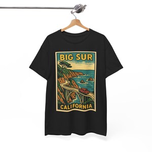 Big Sur T-shirt Unisex: Retro Kalifornien T-shirt Black