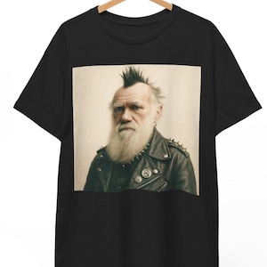 Charles Darwin lustiges Rock-T-Shirt für Männer Frauen, Unisex Evolution Meme T-Shirt, Wissenschaft Wortspiel Grafik-Shirt, Geschenk für Biologie-Liebhaber oder Nerds