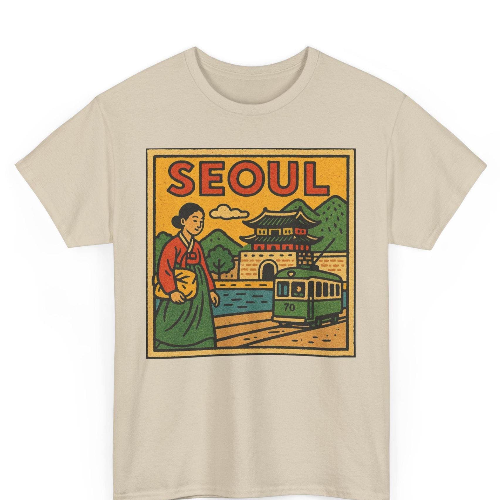 Seoul Korea Comic T-Shirt Unisex Retro Style | Vintage City Skyline Grafik-T-Shirt | Mutiges asiatisches Reise-Hemd | Geschenk für Ihn Ihre Urbane Seele