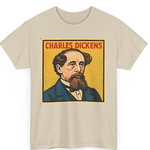 Charles Dickens Comic T Shirt Unisex Retro Style | Vintage Victorian Author Graphic Tee | Bold Literary Shirt | Gift for Him Her Story Soul