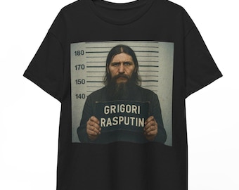 Grigori Rasputin Mugshot Unisex T-Shirt | Vintage Russian History Graphic Tee | Dark Aesthetic Shirt Gift for Him Her | Gothic Streetwear