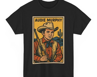 Camiseta Audie Murphy: Camiseta gráfica de héroe de cómic retro de la Segunda Guerra Mundial