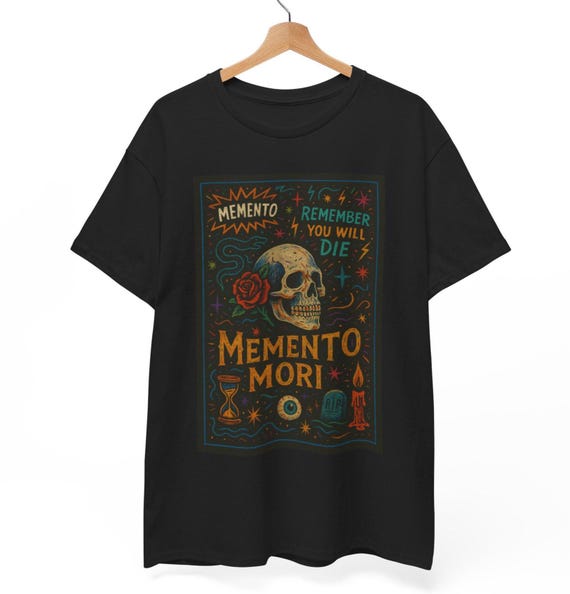 メメント・モリ Tシャツ：ヴィンテージ ゴシック スカル グラフィック