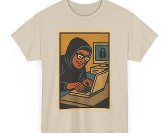 Hacker T Shirt Unisex | Retro Comic Style Coding Tee | Vintage Programmer Shirt | Fun Gift for Cybersecurity Experts Tech Enthusiasts