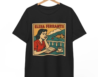 Camiseta Elena Ferrante: Camiseta gráfica de cómic retro, literatura feminista