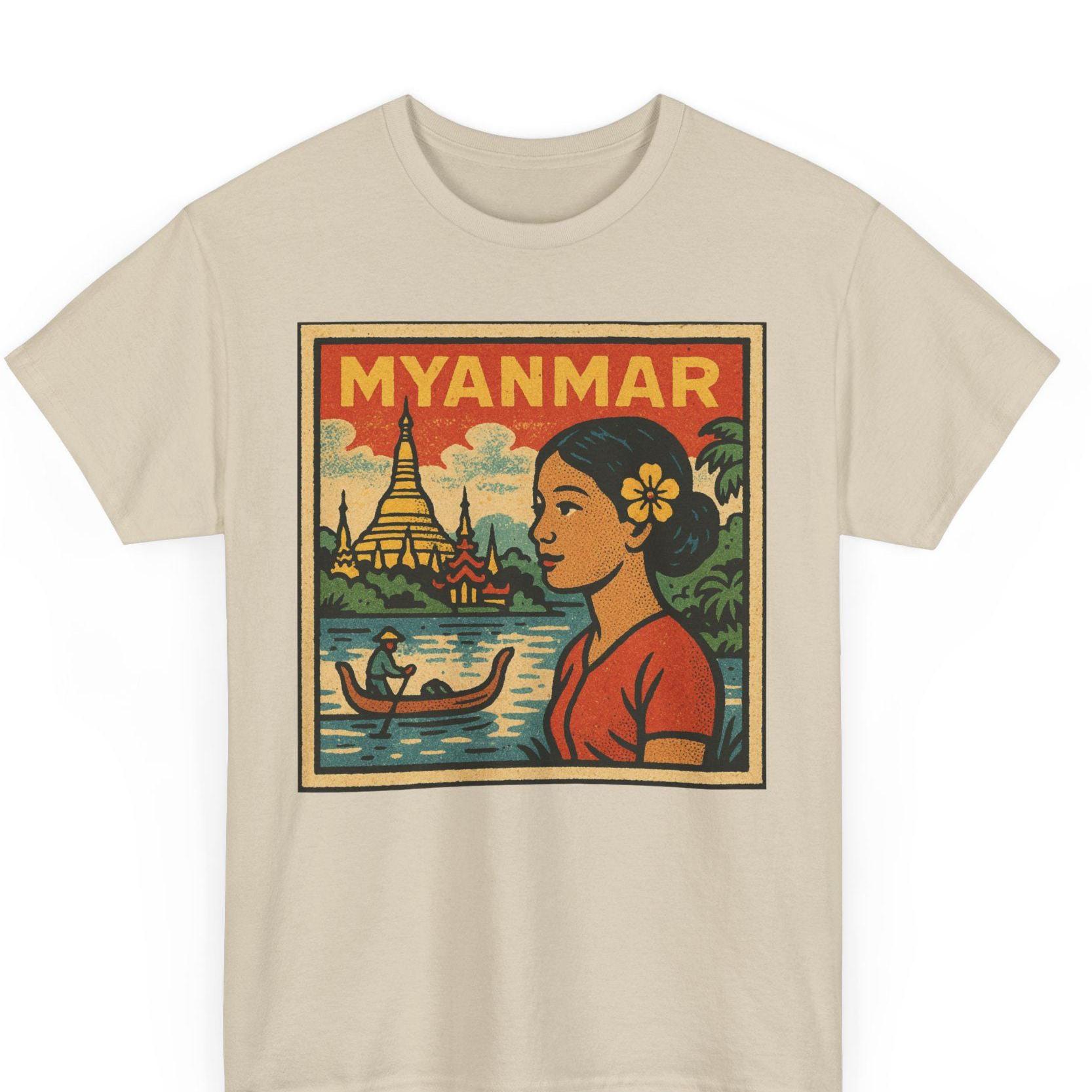 ミャンマーコミックTシャツ ユニセックス レトロスタイル