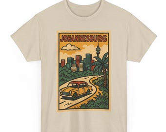 Camiseta Joanesburgo, África do Sul: Camiseta gráfica estilo quadrinhos retrô