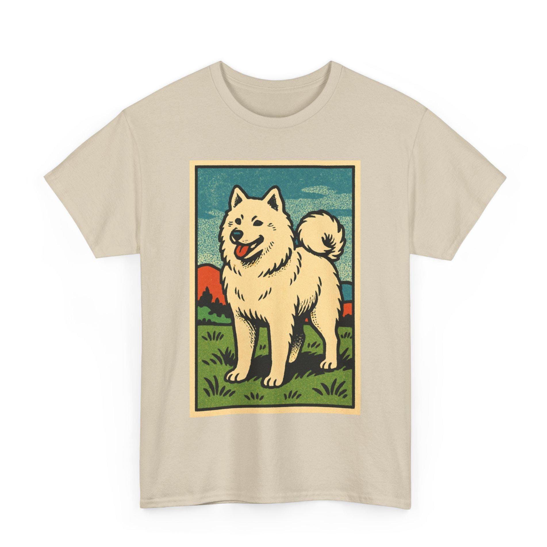 サモエドTシャツ：レトロコミック風おもしろ犬ミームユニセックスT 