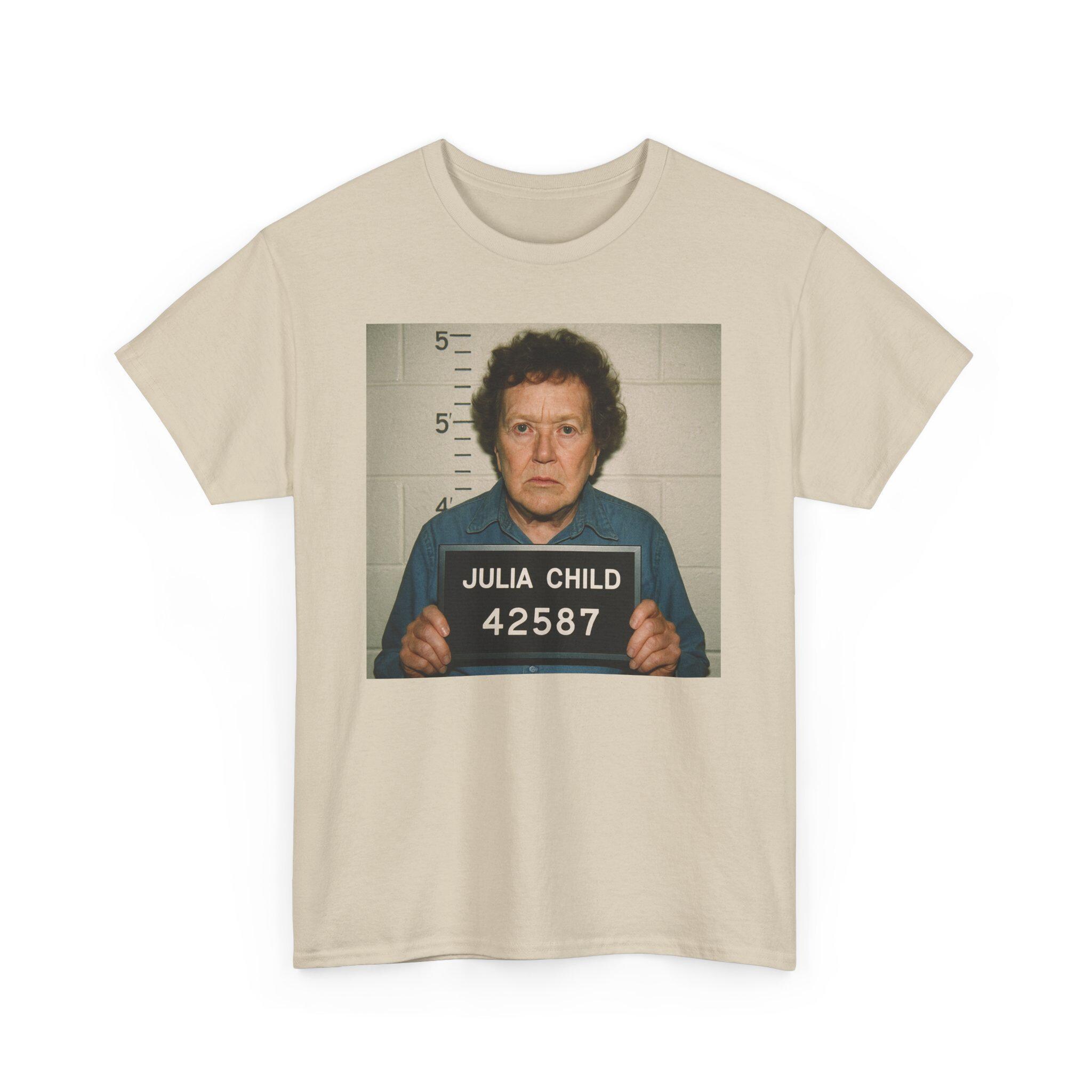 トップス io mugshot foodie Julia Child Mugshot T-shirt: Funny Culinary Meme Tee, Foodie Gift