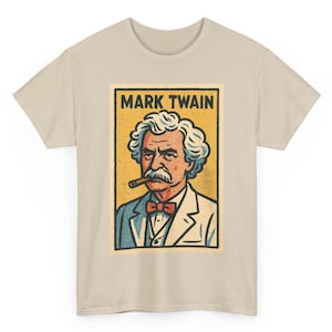 Mark Twain Retro Comic T Shirt Unisex | Vintage Literary Legend Graphic Tee | Funny Satire Gift For Him | Classic Author Streetwear Style