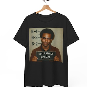 Huey P Newton Mugshot Unisex T-Shirt | Black Panther Party Graphic Tee | Revolutionary Icon Shirt Gift for Him Her | Bold Streetwear