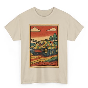 Hetzer Tank T Shirt Unisex | Retro Comic Style German Tank Destroyer Tee | Vintage WWII Ambush Armor | Gift for History Buffs Tank Fans
