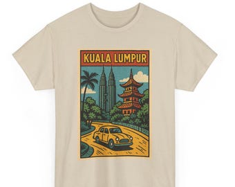 Camiseta de Kuala Lumpur: Camiseta con paisaje urbano de Malasia en estilo cómic retro