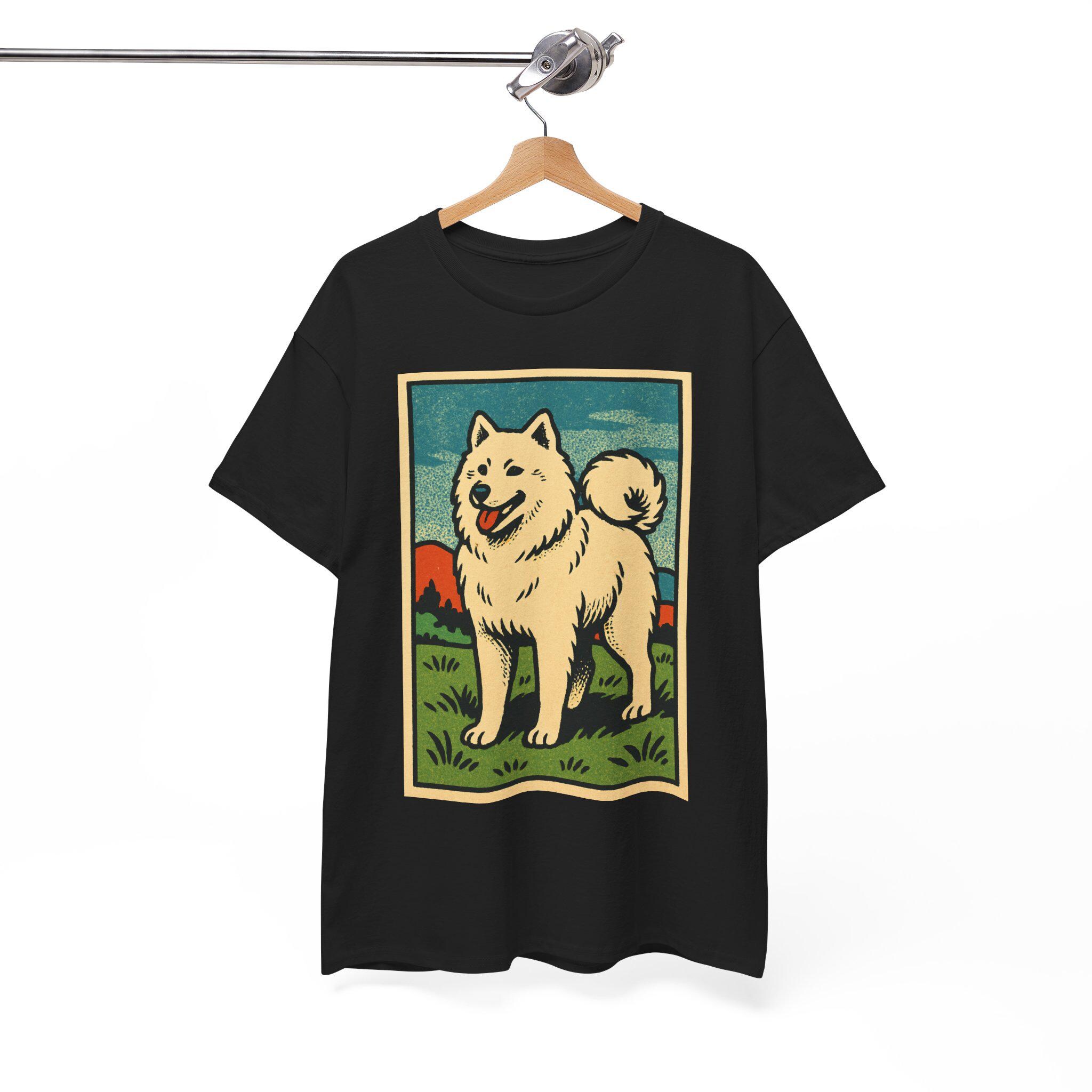 サモエドTシャツ：レトロコミック風おもしろ犬ミームユニセックスT 
