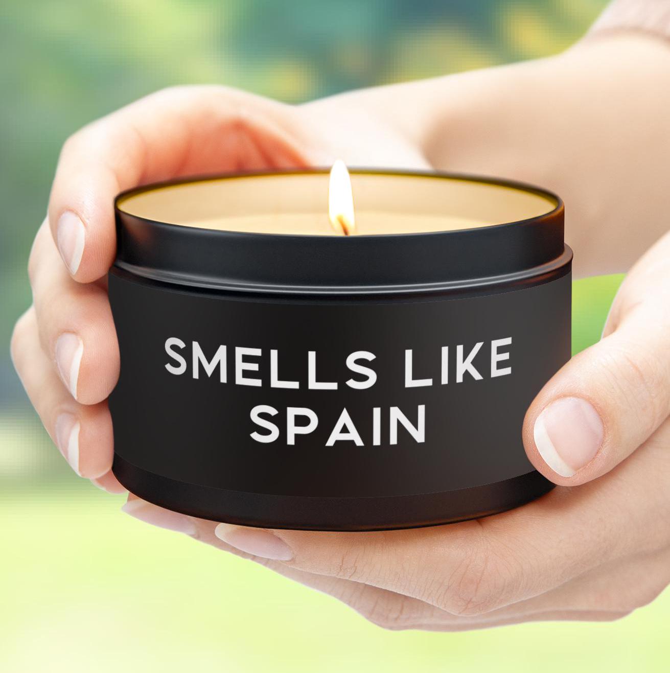 Spain Candle Gift Smells Like Spain Scented Tin Candle Coconut Soy Wax 4oz, 8oz Spanish
