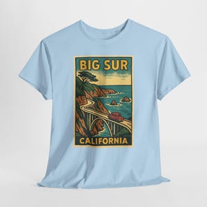 Big Sur T-shirt Unisex: Retro Kalifornien T-shirt Light Blue