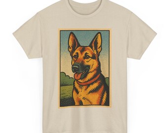 German Shepherd T-Shirt: Retro Comic Style Dog Lover Tee for Loyal Hearts K9 Fans