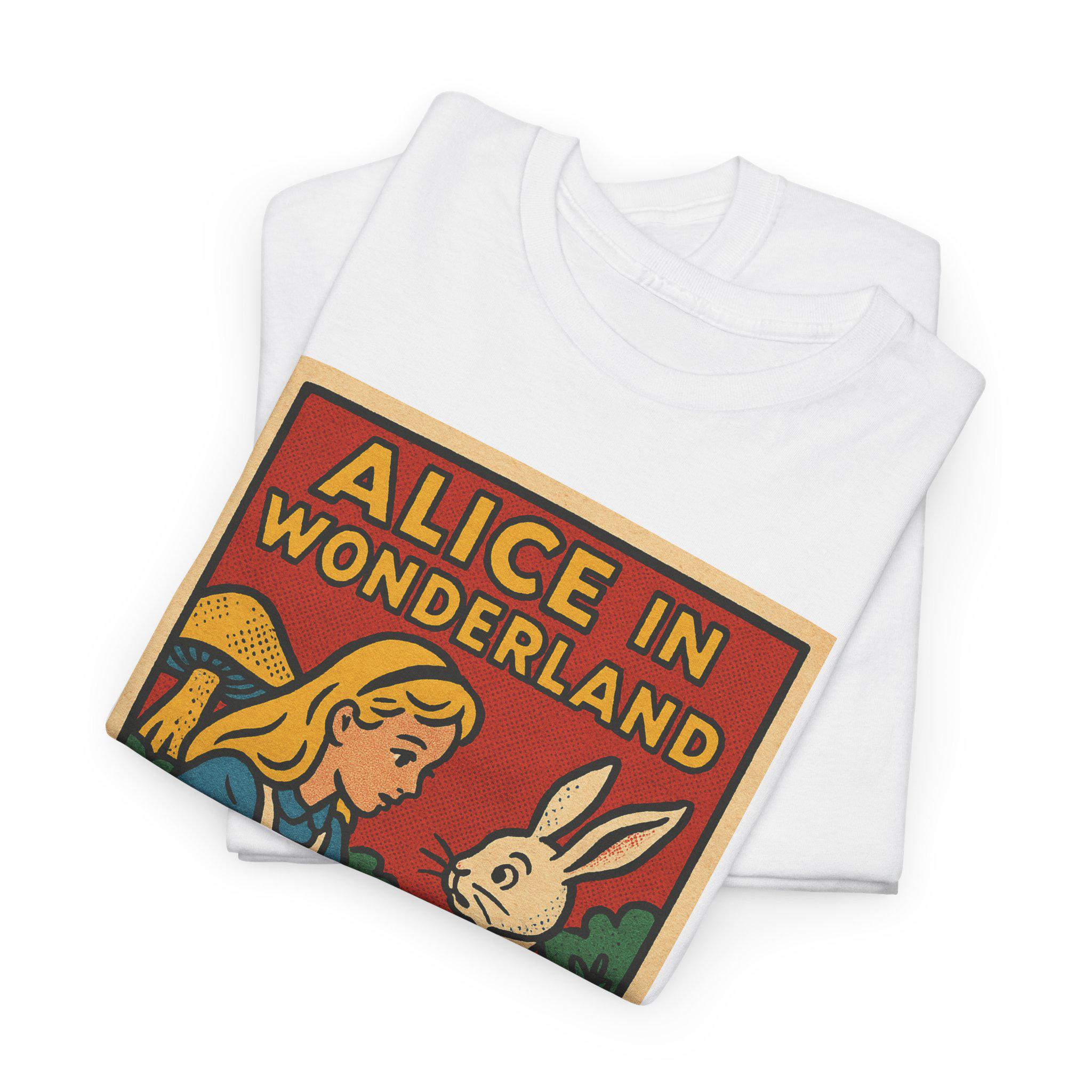 不思議の国のアリス Tシャツ：レトロコミックブックグラフィックT