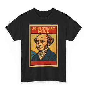John Stuart Mill T Shirt Unisex | Retro Comic Style Philosopher Tee | Liberty & Logic Graphic | Gift for Thinkers Ethicists