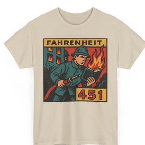 Fahrenheit 451 Retro Comic Unisex T-Shirt | Dystopian Literature Graphic Tee | Book Lover Gift for Him Her | Vintage Sci-Fi Streetwear